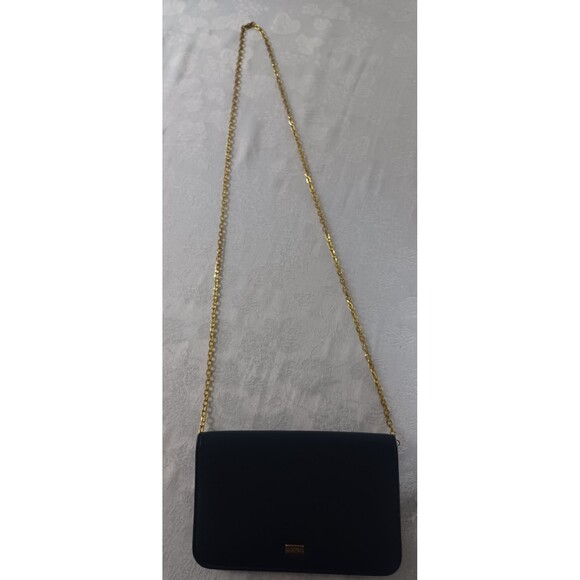 BUXTON SOFT LEATHER GOLD CHAIN STRAP BLUE CROSSBODY PURSE WALLET CLUTCH BAG - Picture 2 of 13